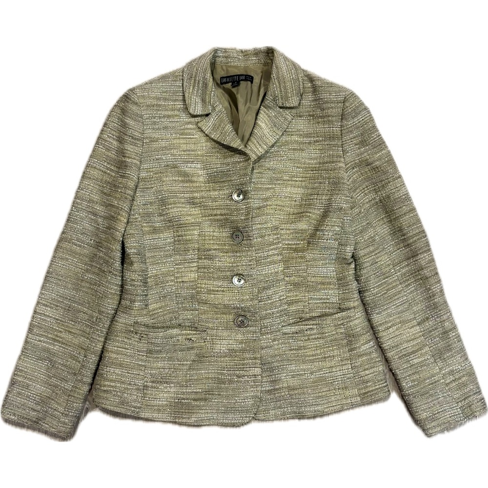 Vintage Lafayette 148 New York Tweed Blazer Jacket Wool Blend